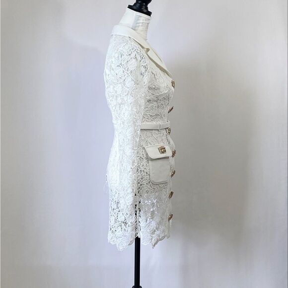 Self-Portrait Magnolia Lace Button-Front Minidress size 4 - Picture 12 of 15